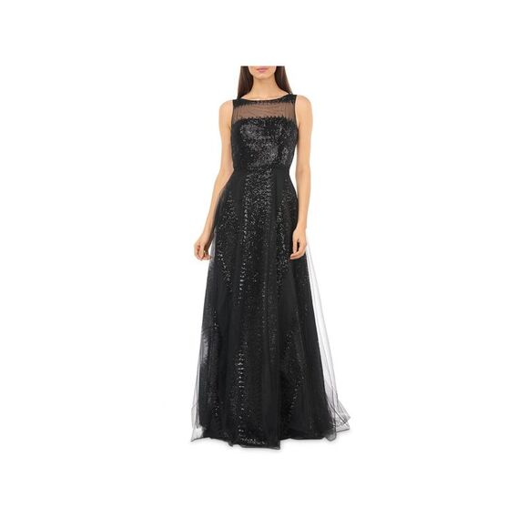 CARMEN MARC VALVO INFUSION Womens Black Lined Illusion Sleeveless Formal Dress 2